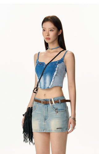 [NAWS] Denim Tassel Cropped Summer Camisole