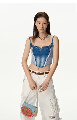 [NAWS] Denim Tassel Cropped Summer Camisole