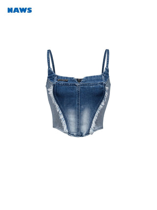 [NAWS] Denim Tassel Cropped Summer Camisole