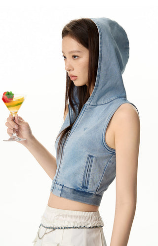 [NAWS] Knitted hooded vest & stretch skirt set