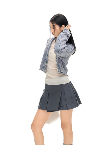 [NAWS] Irregular Stitching Pleated Skirt