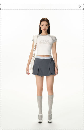 [NAWS] Irregular Stitching Pleated Skirt