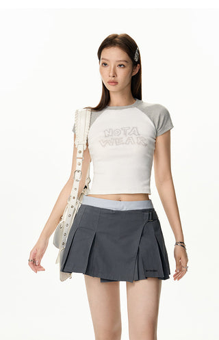 [NAWS] Irregular Stitching Pleated Skirt
