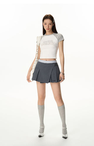[NAWS] Irregular Stitching Pleated Skirt