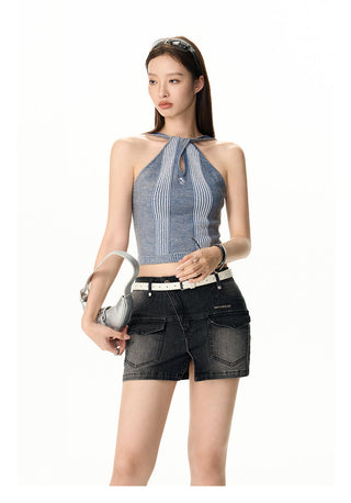 [NAWS] Retro texture  denim shorts