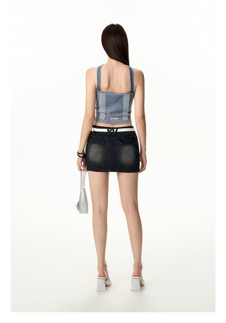 [NAWS] Retro texture  denim shorts