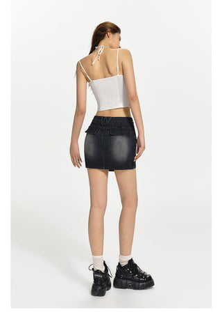 [NAWS] Retro texture  denim shorts