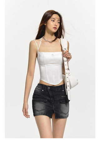 [NAWS] Retro texture  denim shorts