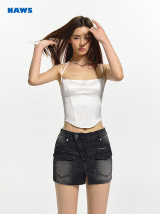 [NAWS] Retro texture  denim shorts