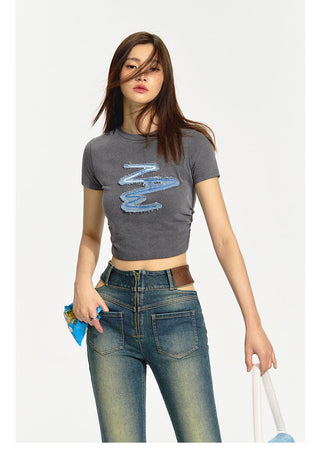 [NAWS] Embroidered  Short Sleeves T-Shirt