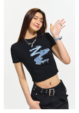 [NAWS] Embroidered  Short Sleeves T-Shirt