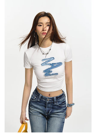 [NAWS] Embroidered  Short Sleeves T-Shirt