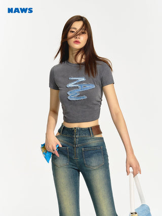 [NAWS] Embroidered  Short Sleeves T-Shirt