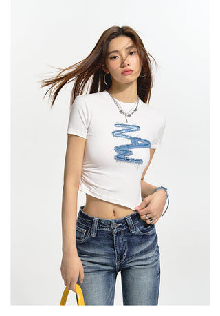 [NAWS] Embroidered  Short Sleeves T-Shirt