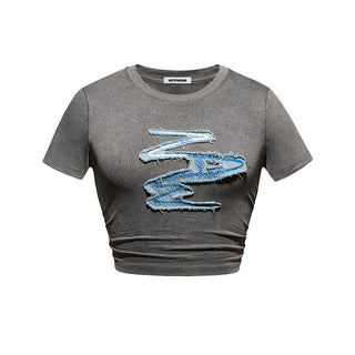 [NAWS] Embroidered  Short Sleeves T-Shirt