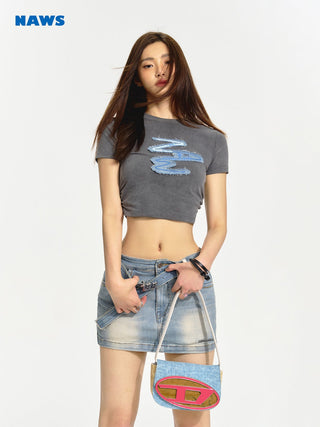 [NAWS] Embroidered  Short Sleeves T-Shirt