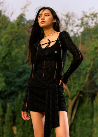 [NAWS] Lace stretch knit dress