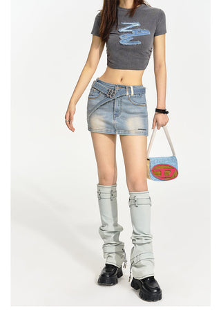 [NAWS] Herringbone pattern denim skirt