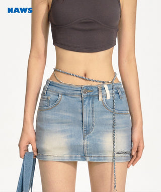 [NAWS] Herringbone pattern denim skirt