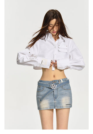[NAWS] Herringbone pattern denim skirt