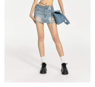 [NAWS] Herringbone pattern denim skirt