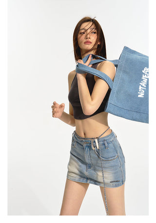 [NAWS] Herringbone pattern denim skirt