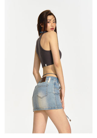 [NAWS] Herringbone pattern denim skirt