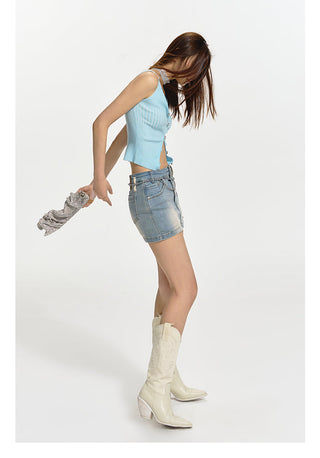 [NAWS] Herringbone pattern denim skirt