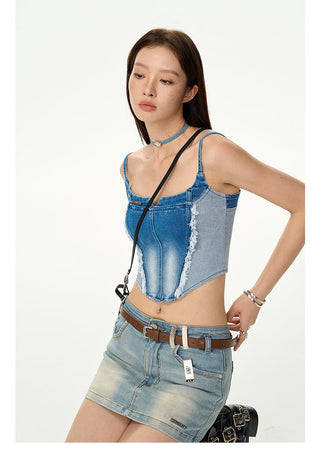 [NAWS] Herringbone pattern denim skirt