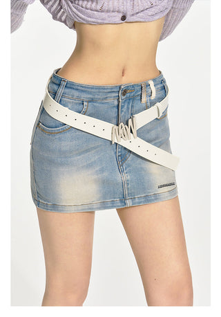 [NAWS] Herringbone pattern denim skirt