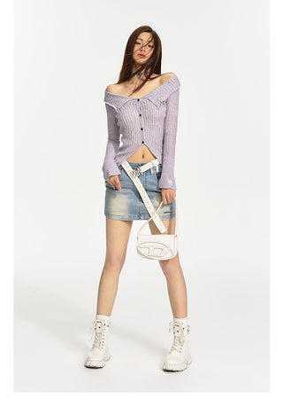 [NAWS] Herringbone pattern denim skirt
