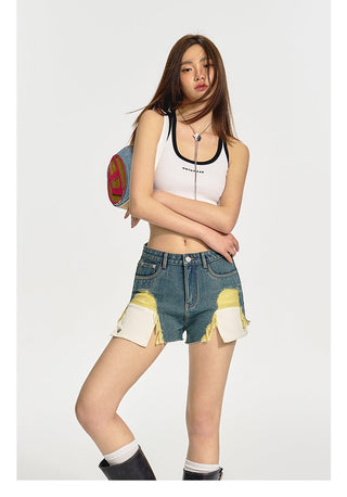 [NAWS] Hand-worn washed denim shorts