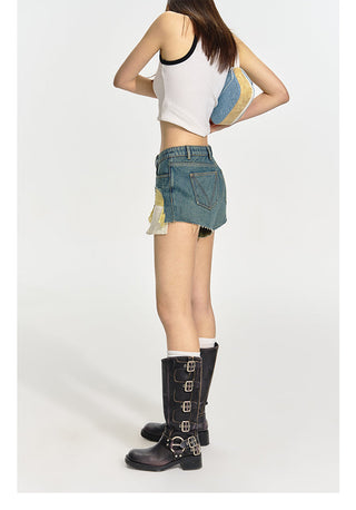 [NAWS] Hand-worn washed denim shorts