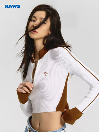 [NAWS] Colorblock Slim Fit Long Sleeve Knit Top