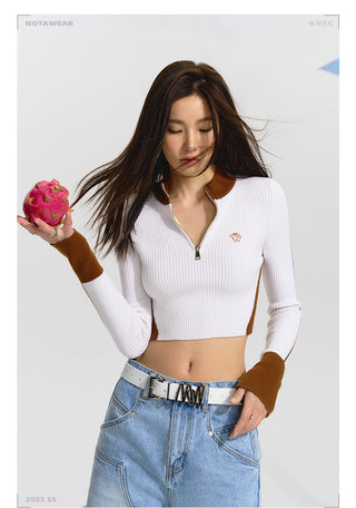 [NAWS] Colorblock Slim Fit Long Sleeve Knit Top