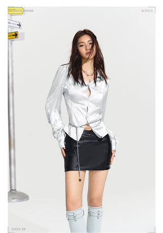 [NAWS] Long-sleeved Slim Satin shirt