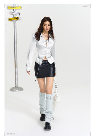 [NAWS] Long-sleeved Slim Satin shirt