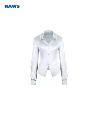 [NAWS] Long-sleeved Slim Satin shirt