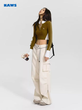 [NAWS] Beige high-waist cargo pants