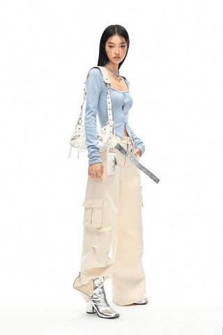 [NAWS] Beige high-waist cargo pants