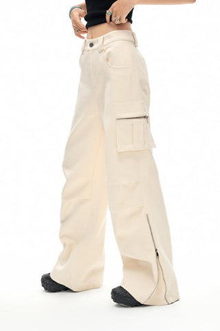 [NAWS] Beige high-waist cargo pants