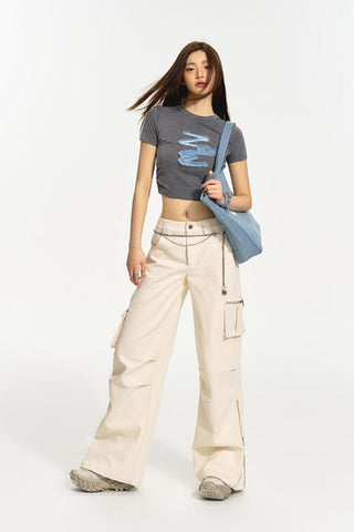 [NAWS] Beige high-waist cargo pants
