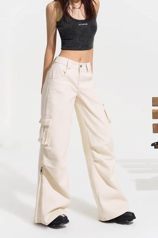 [NAWS] Beige high-waist cargo pants