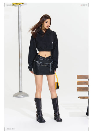 [NAWS] Black cropped hoodie