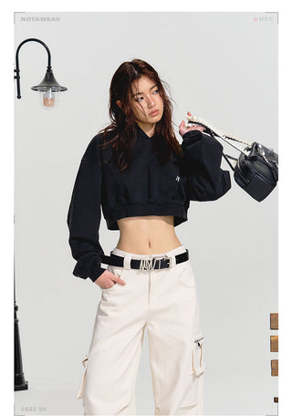 [NAWS] Black cropped hoodie