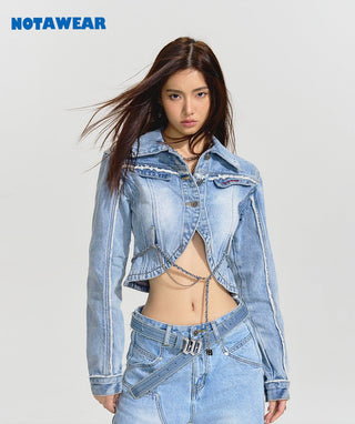 [NAWS] Cropped slim-fit denim jacket