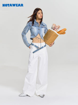 [NAWS] Cropped slim-fit denim jacket