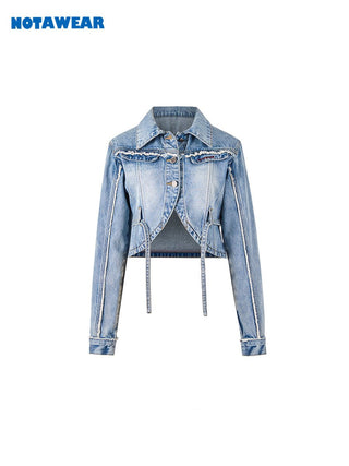[NAWS] Cropped slim-fit denim jacket
