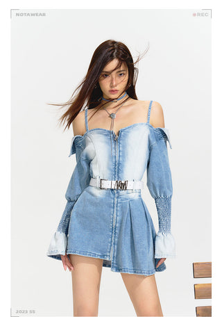 [NAWS] Coastal Garden Strap Denim Dresses