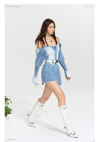 [NAWS] Coastal Garden Strap Denim Dresses
